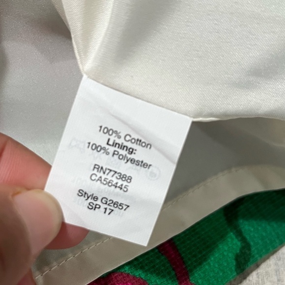 J. Crew Pleated Shift Dress Floral Green Linen Sleeveless Knee Length Size 2 - Picture 9 of 11